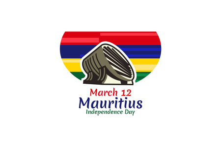 March 12, Independence Day of Mauritius vector illustration. Suitable for greeting card, poster and banner.のイラスト素材