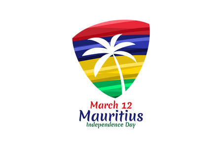March 12, Independence Day of Mauritius vector illustration. Suitable for greeting card, poster and banner.のイラスト素材