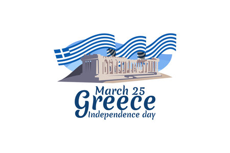 March 25, Happy Independence Day. Independence Day of Greece vector illustration. Suitable for greeting card, poster and banner.のイラスト素材