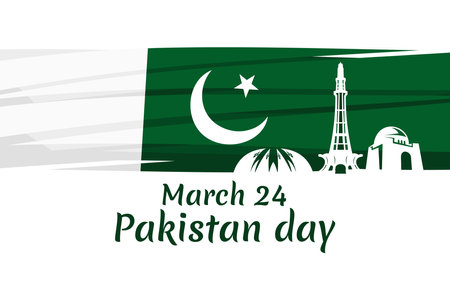 March 23, Happy Pakistan Day vector illustration. Suitable for greeting card, poster and bannerのイラスト素材