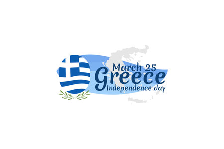 March 25, Happy Independence Day. Independence Day of Greece vector illustration. Suitable for greeting card, poster and banner.のイラスト素材