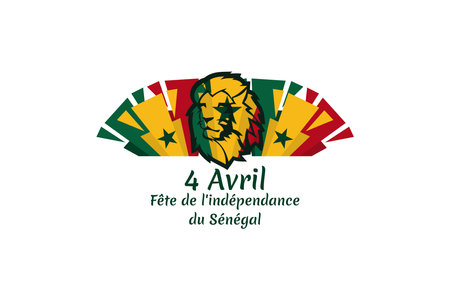 Translation: April 4, Independence day of Senegal. Happy Independence day vector illustration. Suitable for greeting card, poster and banner.のイラスト素材
