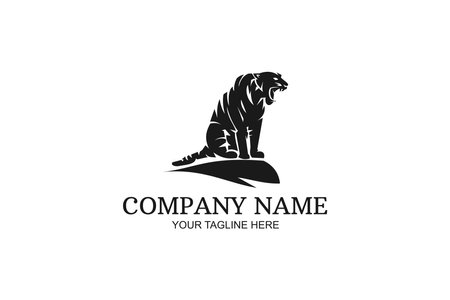 Tiger head logo vector illustration.Suitable for business company, modern company, etc.のイラスト素材