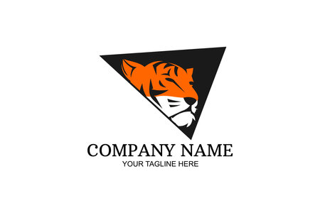 Tiger head logo vector illustration.Suitable for business company, modern company, etc.のイラスト素材