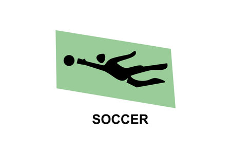 Soccer or football sport vector line icon. sportman, playing football. sport pictogram illustration.のイラスト素材