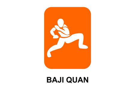 baji quan or "rake fist"  sport vector line icon. sportman, fighting stance. sport pictogram illustration.のイラスト素材