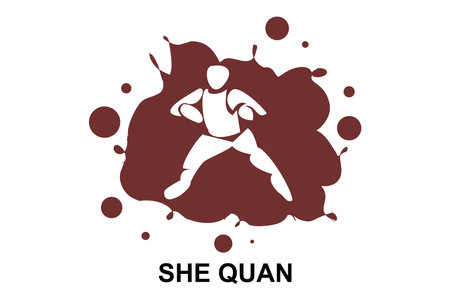 she quan or "Fanged Snake Style"  sport vector line icon. sportsman, fighting stance. sport pictogram illustration.のイラスト素材