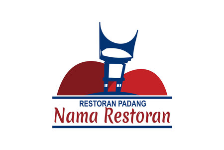Translation: Restaurant Name, Padang Cuisine. Vector logo. Suitable for Padang Restaurant.のイラスト素材