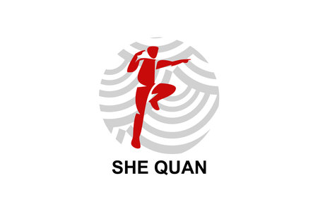 she quan or "Fanged Snake Style"  sport vector line icon. sportsman, fighting stance. sport pictogram illustration.のイラスト素材