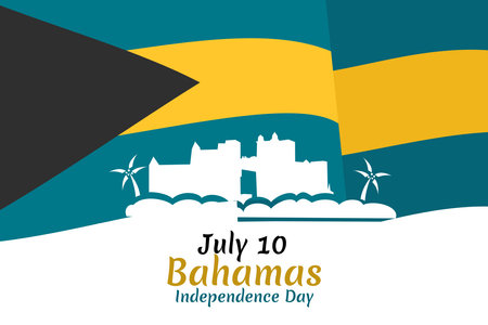 July 10, Independence Day of Bahamas vector illustration. Suitable for greeting card, poster and banner.のイラスト素材