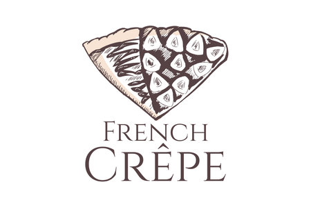 French Crepe or crÃªpes logo vector illustration. vector logo for crepe vendor, food stall, and food stand.のイラスト素材