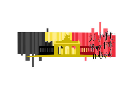 Translate: July 21, Happy National Day. Happy Belgium National Day (FÃªte Nationale Belge)  Vector Illustration. Suitable for greeting card, poster and banner.のイラスト素材