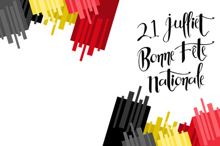 Translate: July 21, Happy National Day. Happy Belgium National Day (FÃªte Nationale Belge)  Vector Illustration. Suitable for greeting card, poster and banner.のイラスト素材