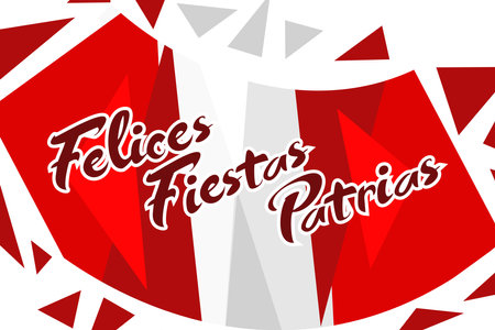 Translate: Happy Independence day (felices fiestas patrias).  July 28, Independence day of Peru vector illustration. Suitable for greeting card, poster and banner.のイラスト素材