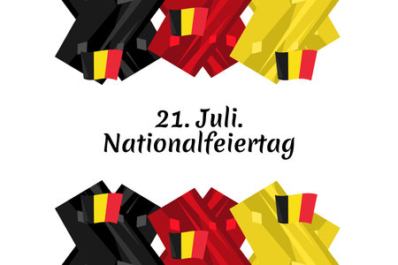 Translate: July 21, National Day.  National Day Belgium (Nationalfeiertag ) Vector Illustration. Suitable for greeting cardのイラスト素材