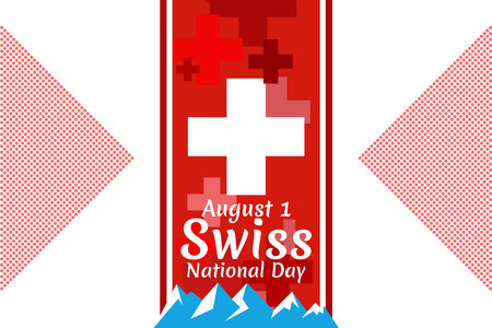 August 1, Swiss national day vector illustration. Suitable for greeting card, poster and banner.のイラスト素材