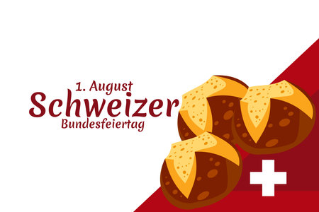Translate: August 1, Swiss national day. Swiss national day (Schweizer Bundesfeiertag) Vector illustration. Suitable for greeting card, poster and banner.のイラスト素材
