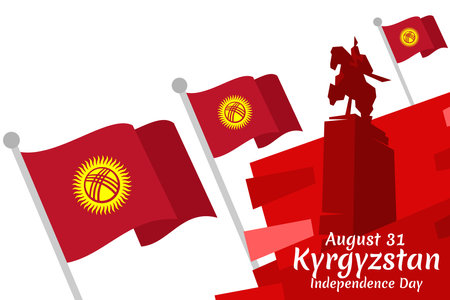 August 31, Independence Day of Kyrgyzstan vector illustration. Suitable for greeting card, poster and banner.のイラスト素材