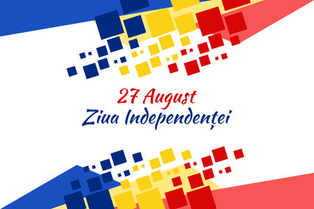 Translate: August 27, Independence day. Independence day of Republic of Moldova. vector illustration. Suitable for greeting card, poster and banner.のイラスト素材
