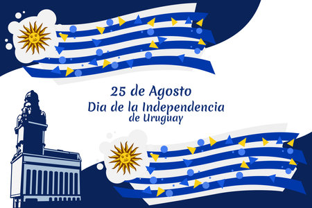 Translate: August 25, Independence day of Uruguay. Happy Independence day vector illustration. Suitable for greeting card, poster and banner.のイラスト素材