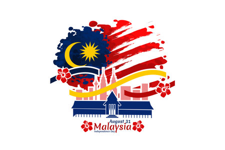 August 31, Independence day of Malaysia vector illustration. Suitable for greeting card, poster and banner.のイラスト素材