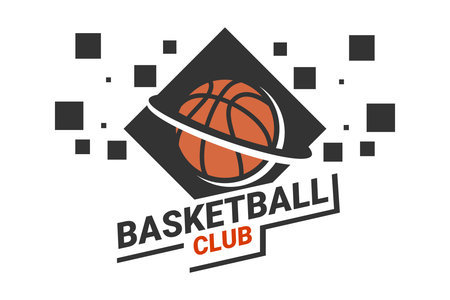 basketball club sign Badge. Basketball logo with shield background vector design. Vector illustration.のイラスト素材