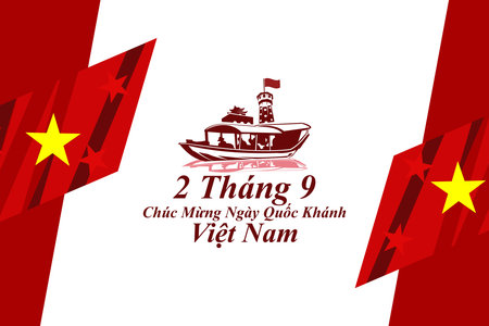 Translate: September 2, Happy National day of Vietnam. Happy National day vector illustration.  Suitable for greeting card, poster and banner.のイラスト素材