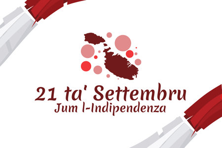 Translate: September 21, Independence day. Public holidays in Malta vector illustration. Suitable for greeting card, poster and banner.のイラスト素材
