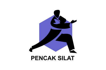 pencak silat sport vector line icon. sportsman, fighting stance. sport pictogram illustration.のイラスト素材