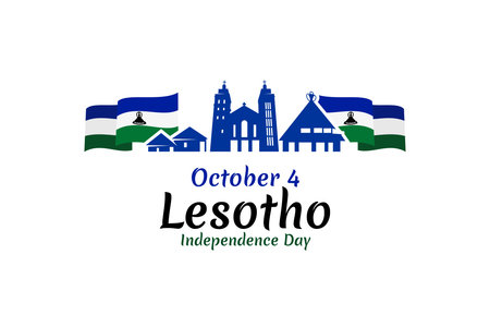 October 4, Happy Independence Day of Lesotho Vector illustration. Suitable for greeting card, poster and banner.のイラスト素材