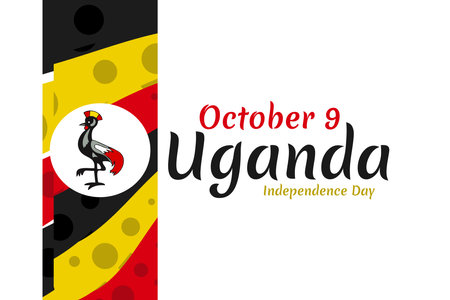 October 9, Independence day of Uganda vector illustration. Suitable for greeting card, poster and banner.のイラスト素材