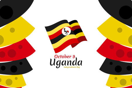 October 9, Independence day of Uganda vector illustration. Suitable for greeting card, poster and banner.のイラスト素材