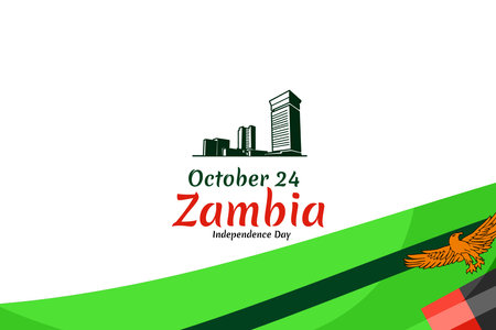 October 24, Independence Day of Zambia vector illustration. Suitable for greeting card, poster and banner.のイラスト素材