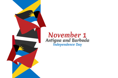 November 1, Independence day of Antigua and Barbuda independence vector illustration. Suitable for greeting card, poster and banner.のイラスト素材