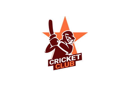 Cricket Logo or football club sign Badge. Cricket logo with shield background vector design. Vector illustration.のイラスト素材