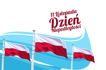 Translation: November 11, Independence Day. Happy Independence Day of Poland vector illustration. Suitable for greeting card, poster and banner.のイラスト素材