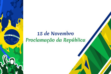Translation: November 15, Proclamation of the Republic. Public holiday in Brazil vector illustration. Suitable for greeting card, poster and banner.のイラスト素材