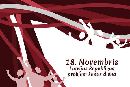 Translation: November 18, Proclamation Day of the Republic of Latvia. Independence day of Latvia vector illustration. Suitable for greeting card, poster and banner.のイラスト素材