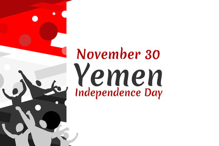 November 30, Independence Day of Yemen vector illustration. Suitable for greeting card, poster and banner.のイラスト素材