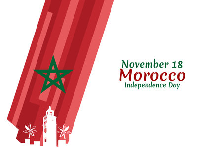 November 18. Independence Day of Morocco vector illustration. Suitable for greeting card, poster and banner.のイラスト素材