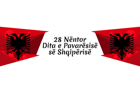 Translation: November 28, Independence Day of Albania. vector illustration. Suitable for greeting card, poster and bannerのイラスト素材