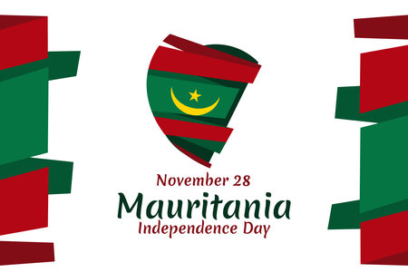 November 28, Independence day of Mauritania vector illustration. Suitable for greeting card, poster and banner.のイラスト素材