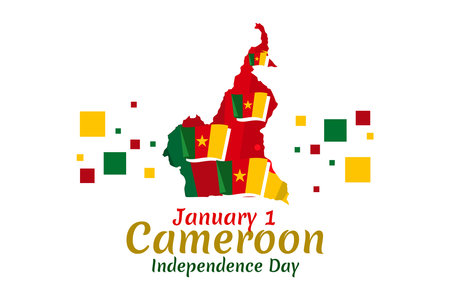 January 1, Independence day of Cameroon vector illustration. Suitable for greeting card, poster and banner.のイラスト素材