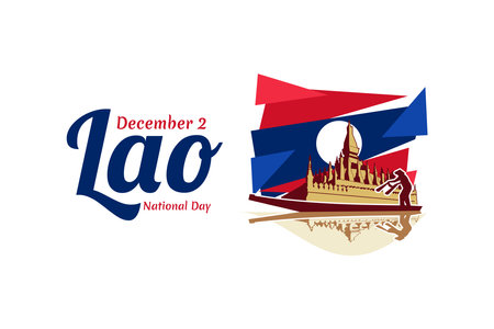 December 2, National Day of Laos vector illustration. Suitable for greeting card, poster and banner.のイラスト素材