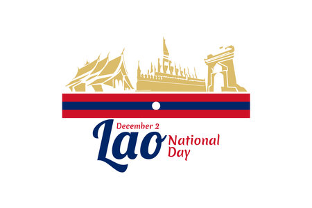 December 2, National Day of Laos vector illustration. Suitable for greeting card, poster and banner.のイラスト素材
