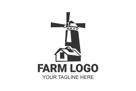 Farm House logo isolated on white background. Black emblem with farmhouse for natural farm products. Vector illustration.のイラスト素材