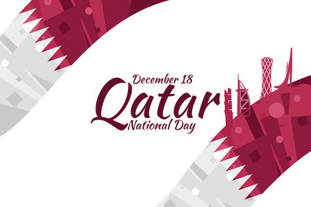December 18, Qatar National Day Vector Illustration. Suitable for greeting card, poster and banner.のイラスト素材