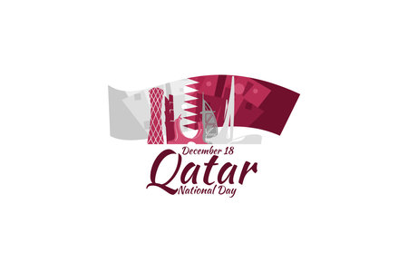 December 18, Qatar National Day Vector Illustration. Suitable for greeting card, poster and banner.のイラスト素材