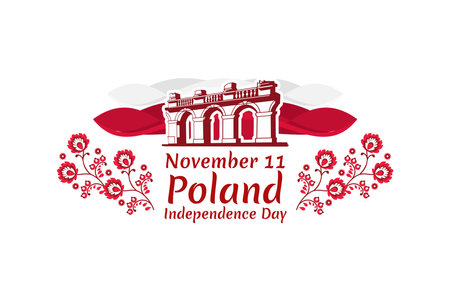 November 11, Happy Independence Day of Poland vector illustration. Suitable for greeting card, poster and banner.のイラスト素材