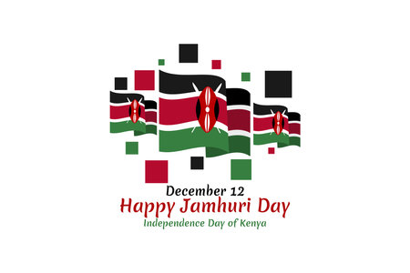 December 12, Happy Jamhuri Day, Independence day of Kenya vector illustration. Suitable for greeting card, poster and banner.のイラスト素材